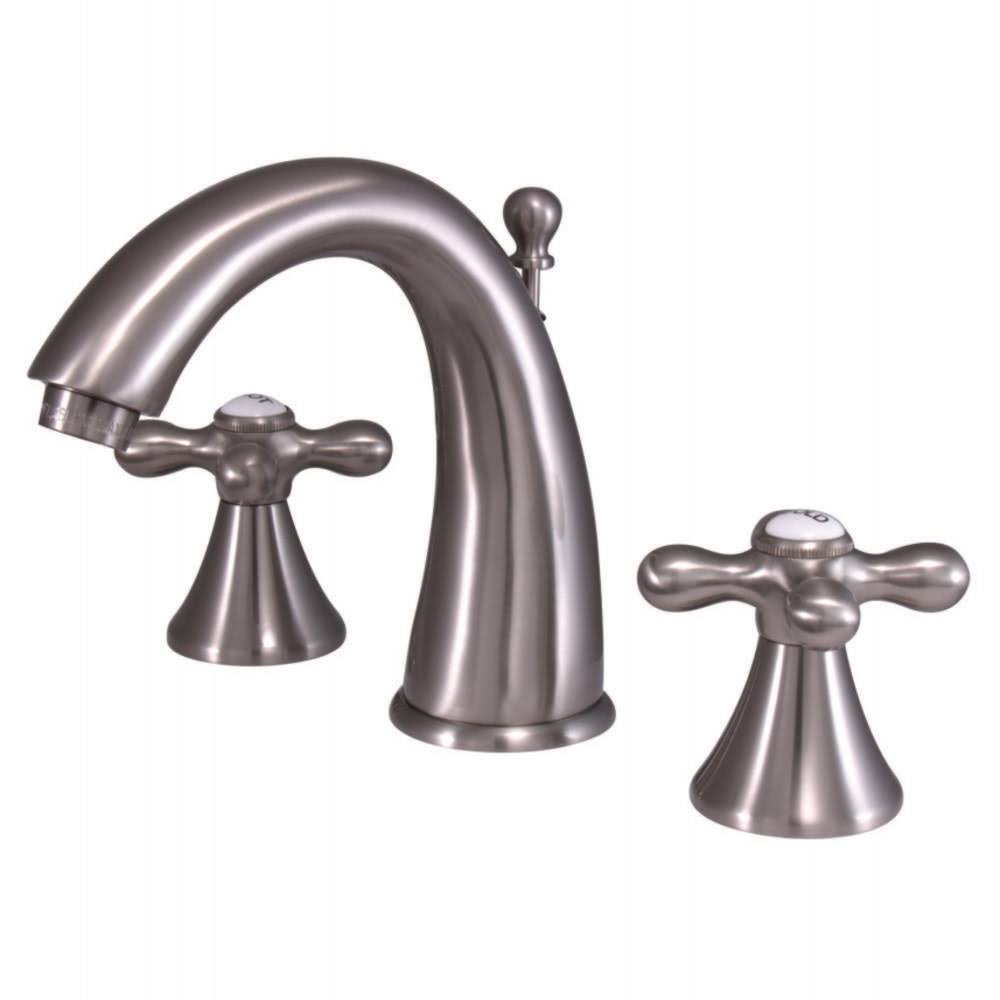Satin Nickel Widespread Two Handle Lavatory Faucet with Brass Pop-Up K64097