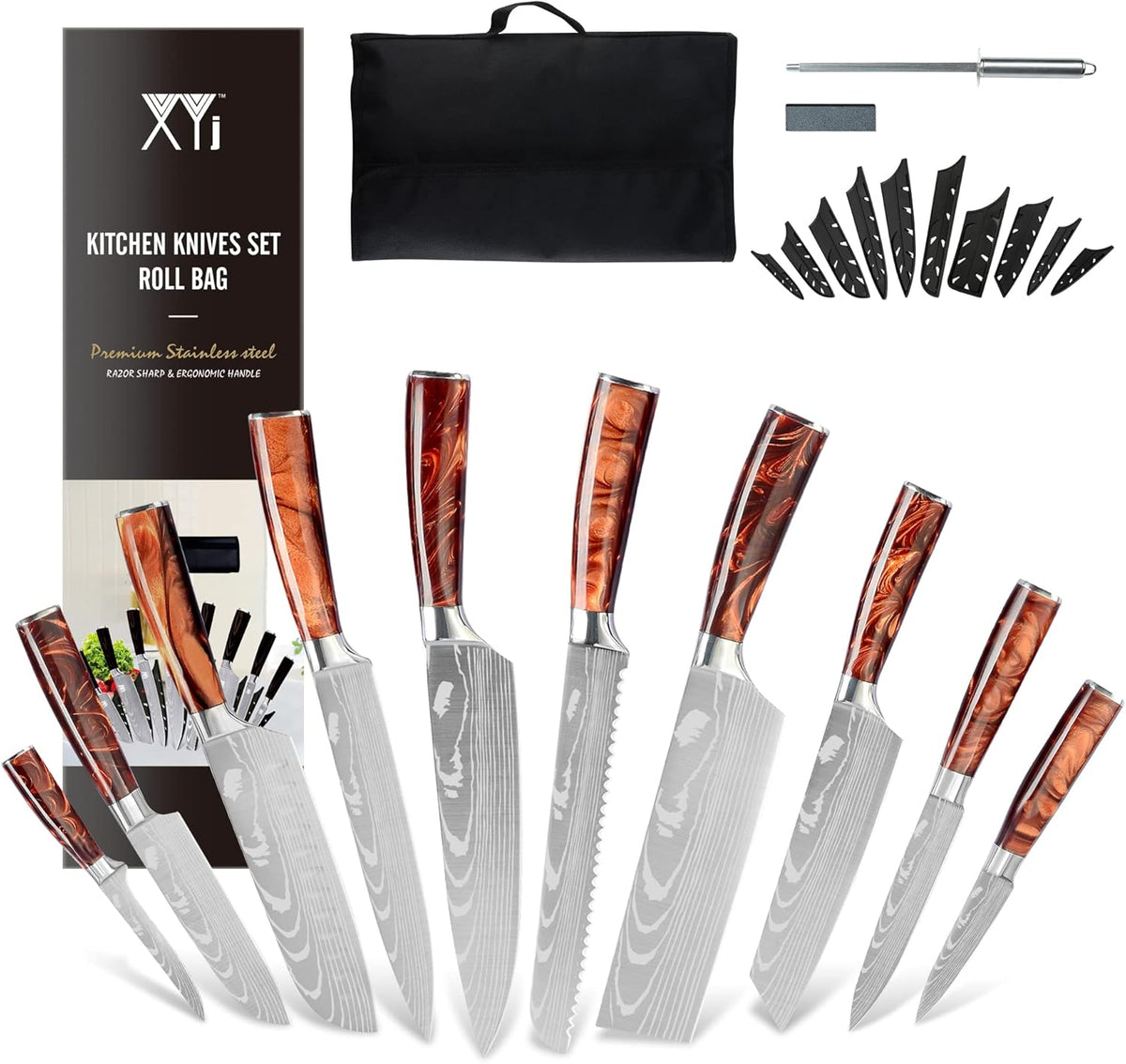 10 Piece Stainless Steel Kitchen Knife Set with Carry Case Bag R904323