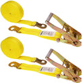 2 Pack 2 Inch Wide X 27 Foot Long Ratchet Straps with Snap Hook I49522
