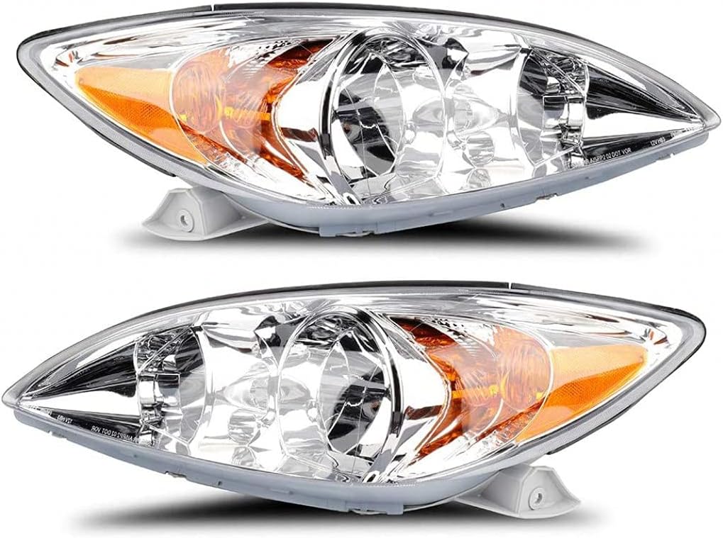 Headlight Assembly Pair with Bulbs for Toyota Camry 2002 2003 2004 R5068