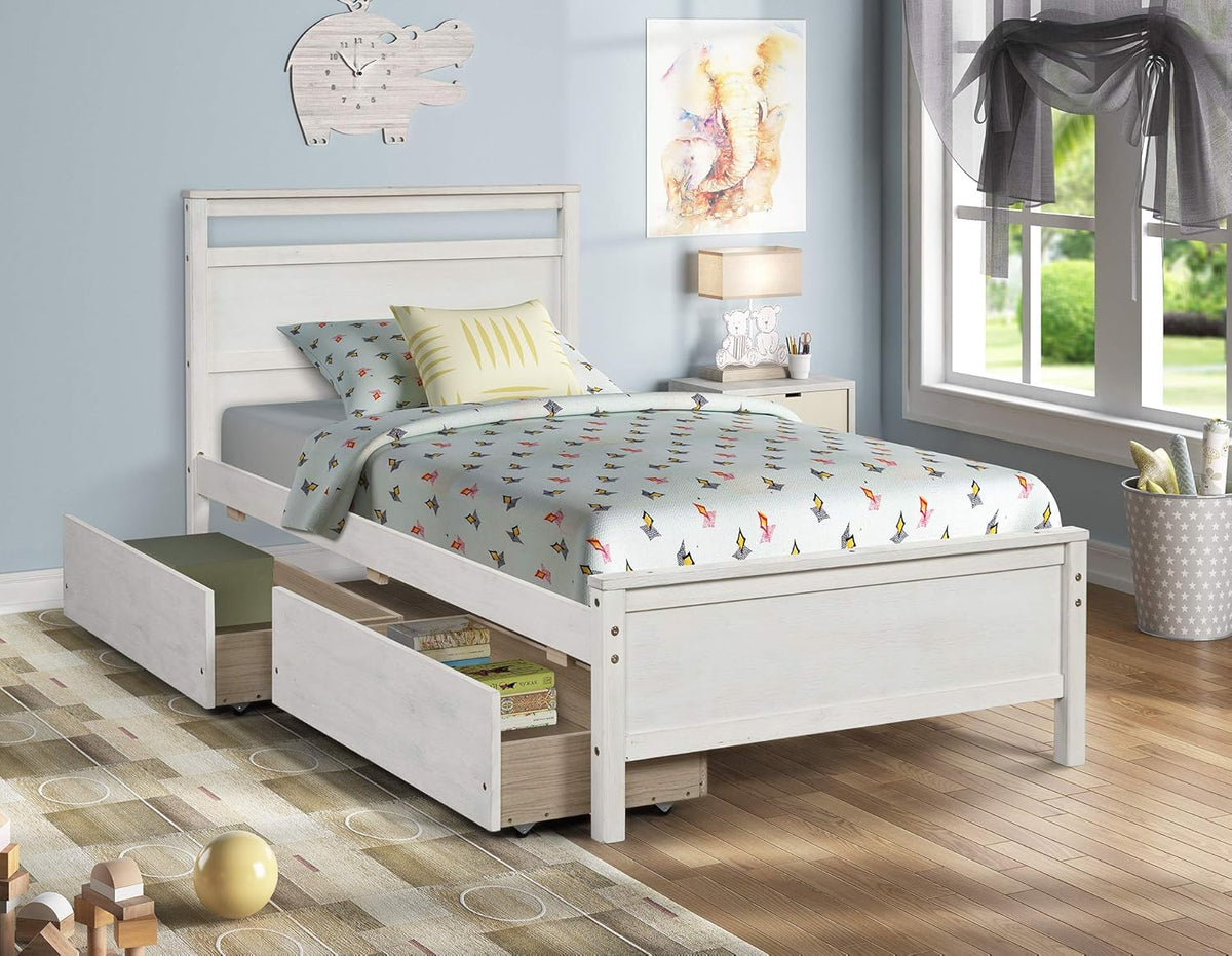 Trundle Bed Frame Twin Size Pine Wood O135
