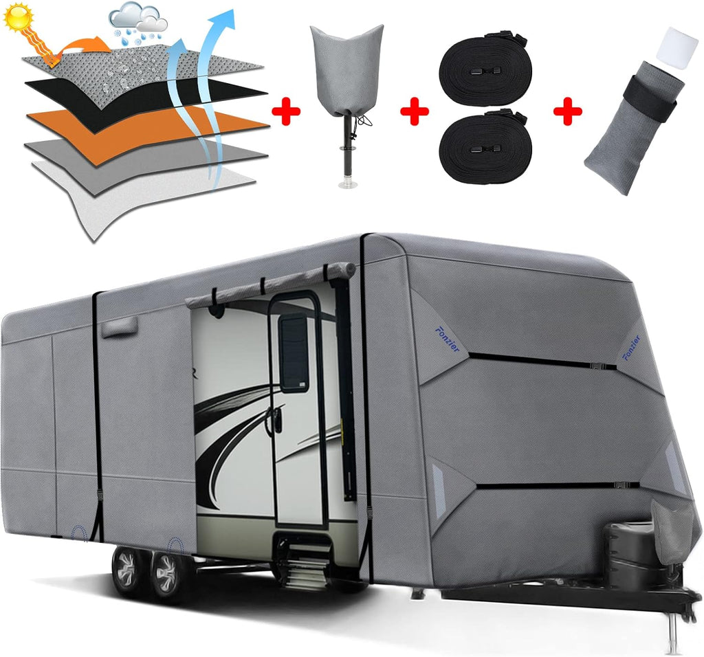 Heavy Duty 5 Layers RV Cover for 26'1 - 28' Motorhome with Gutter Spout Covers I88850