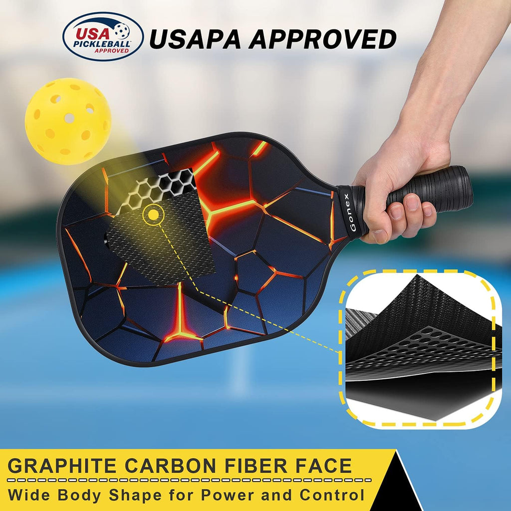 Graphite Pickleball Paddles Set of 2 with 4 Balls and Carry Bag K8794