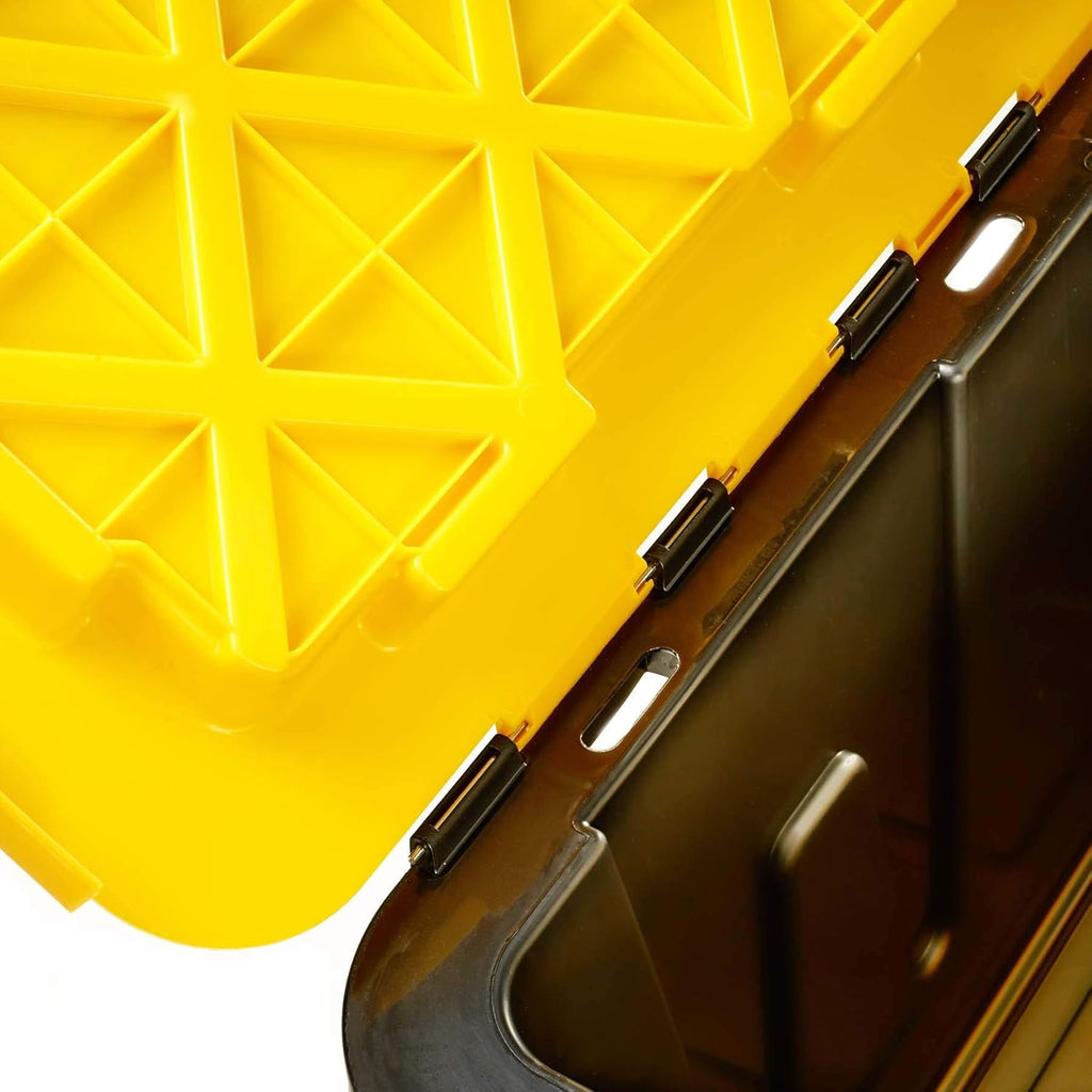 15 Gallon Plastic Storage Container, Black and Yellow, Pack of 6 Q602