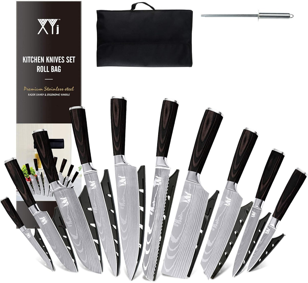 10 Piece Stainless Steel Kitchen Knife Set with Carry Case Bag R904323