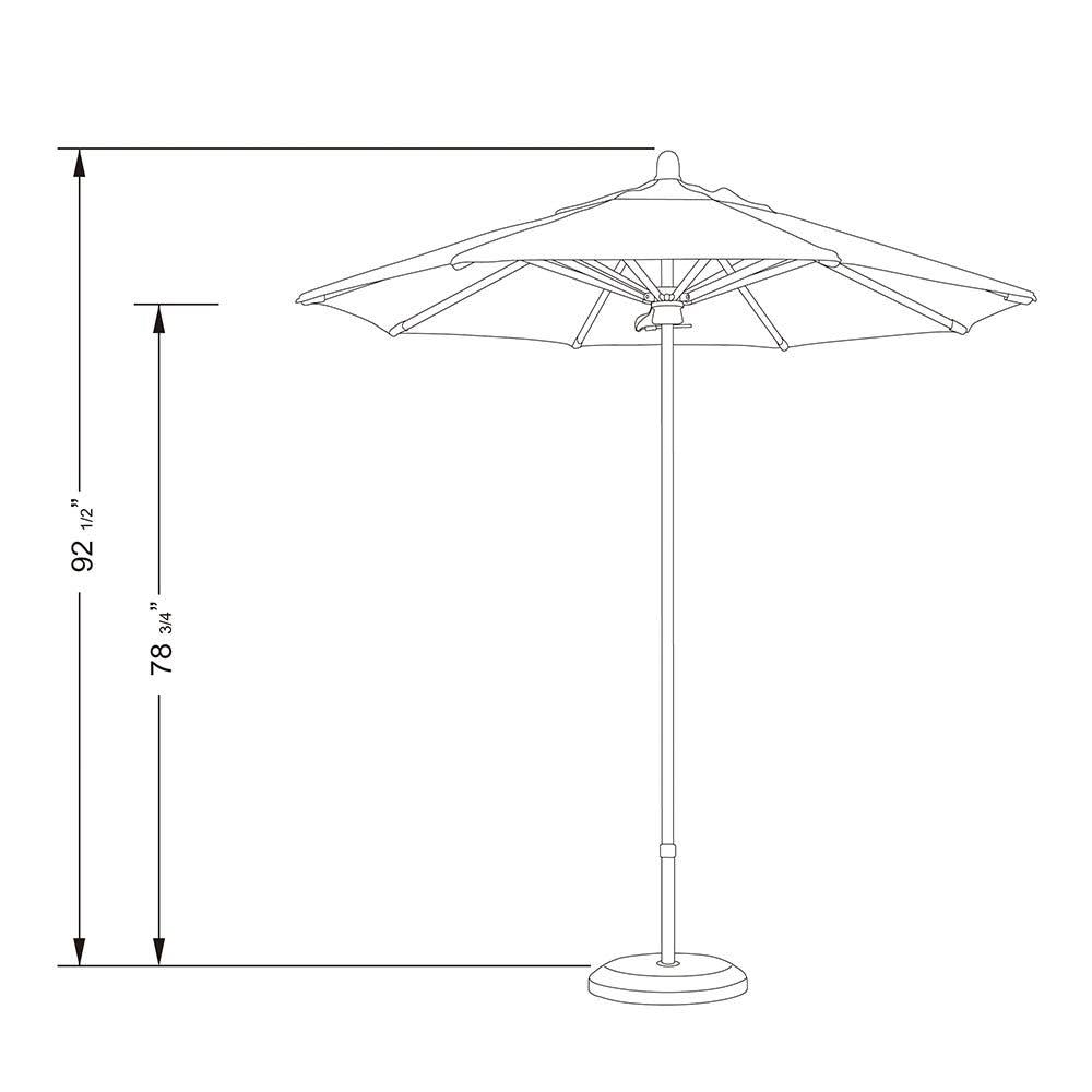 7.5 ft Patio Umbrella with Red Oak Fiberglass Pole Fiberglass Ribs B44078