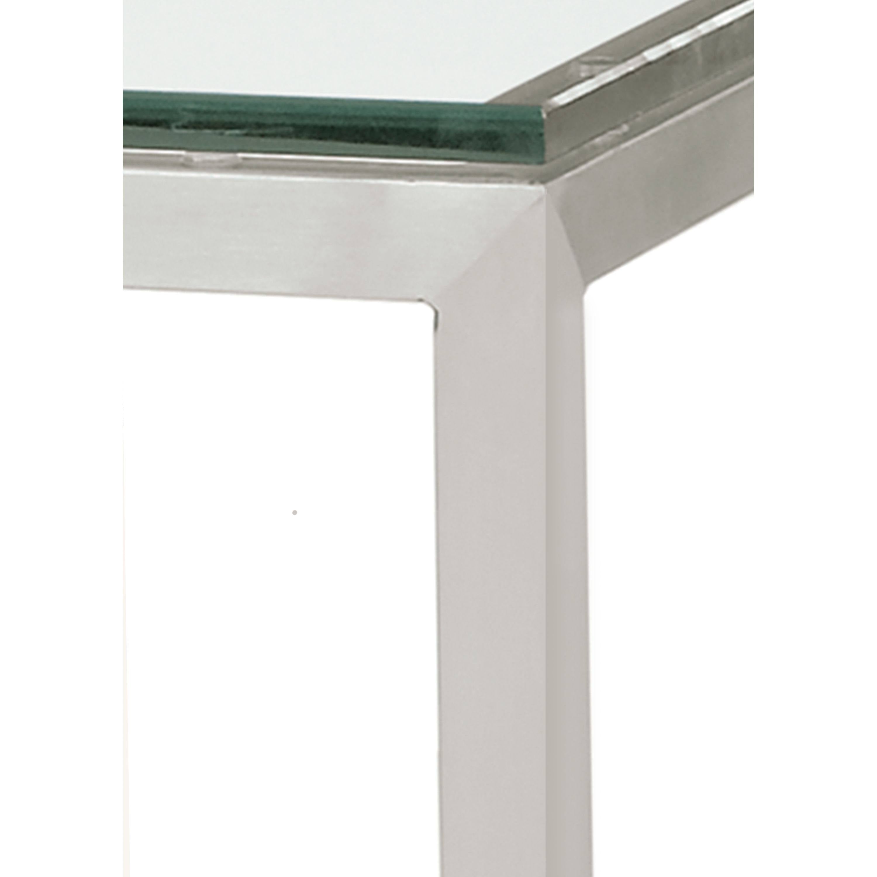 Patio Bar Table with Clear Tempered Glass Top and Silver Base D600484