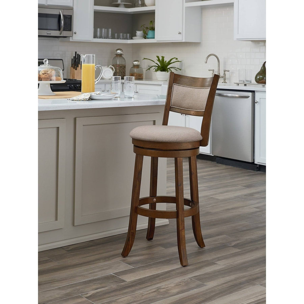 Antique Grey Swivel Stool with Solid Back P663253