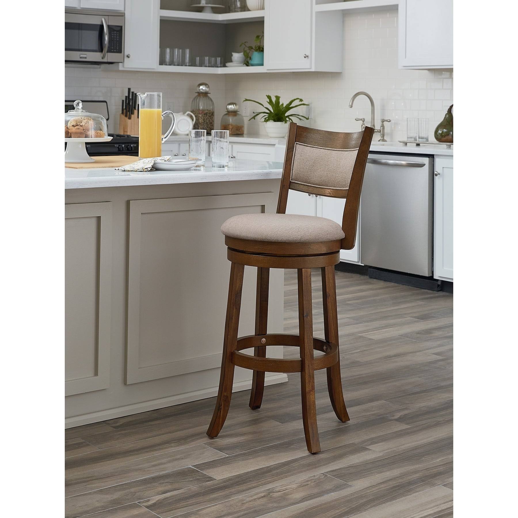 Antique Grey Swivel Stool with Solid Back P663253
