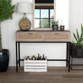 Rustic Console Table with 2 Drawers Natural Brown C74339