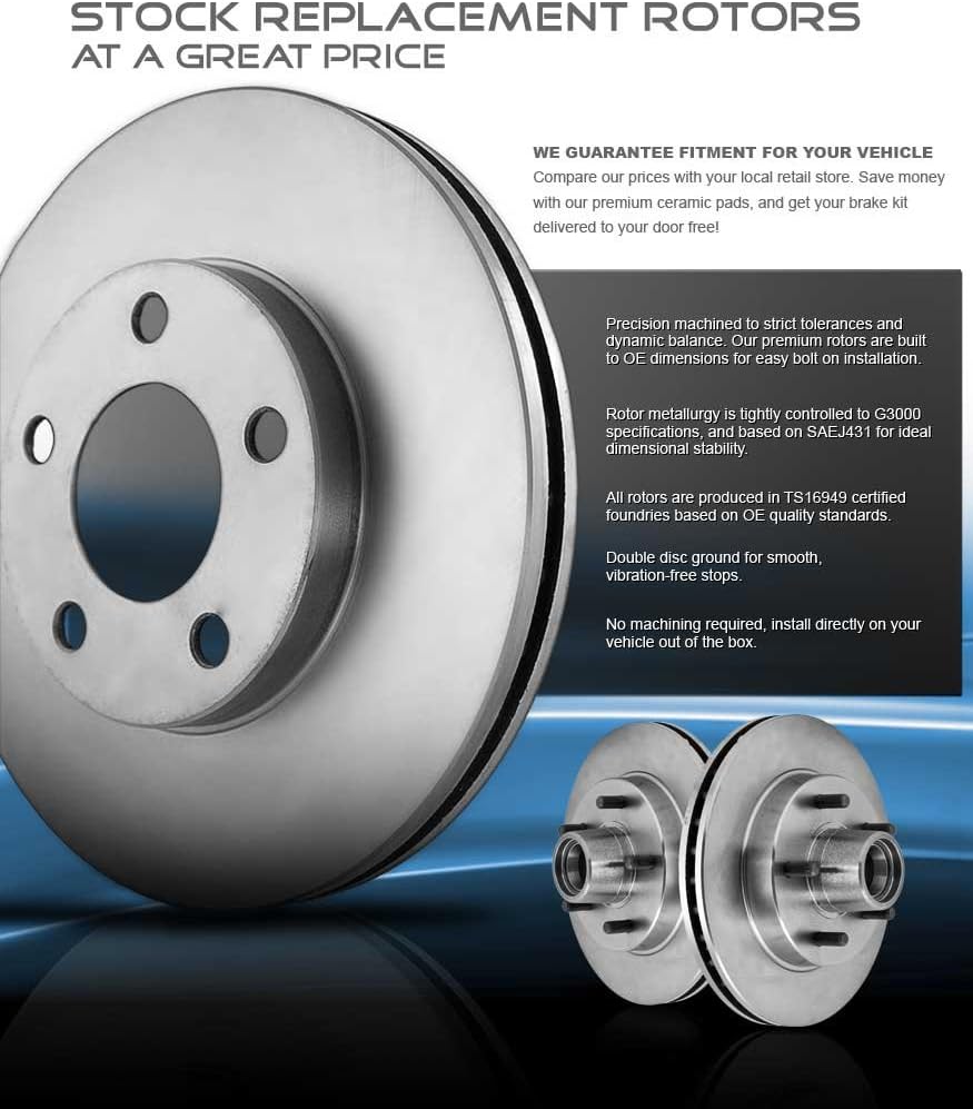 5 Lug Brake Rotors + Ceramic Brake Pads + Clips N6424