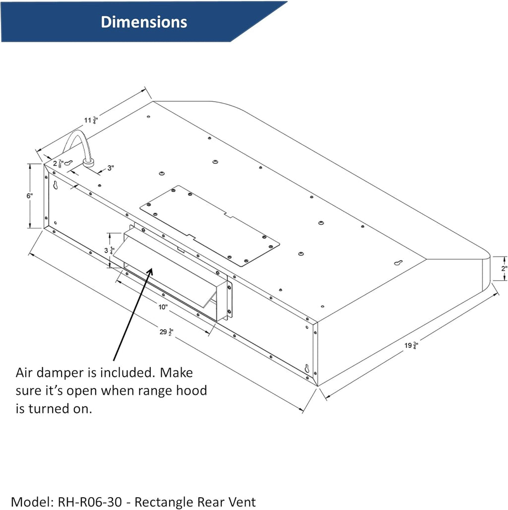 Rectangle Vent Range Hood with LED Lights F429070