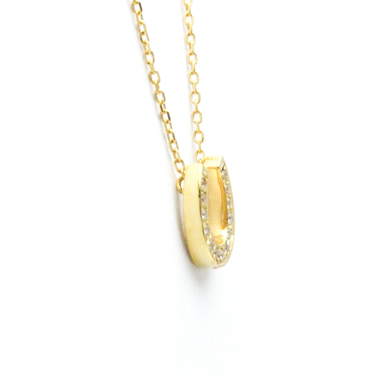 18K Yellow Gold Horseshoe Diamond Pendant Necklace X5095