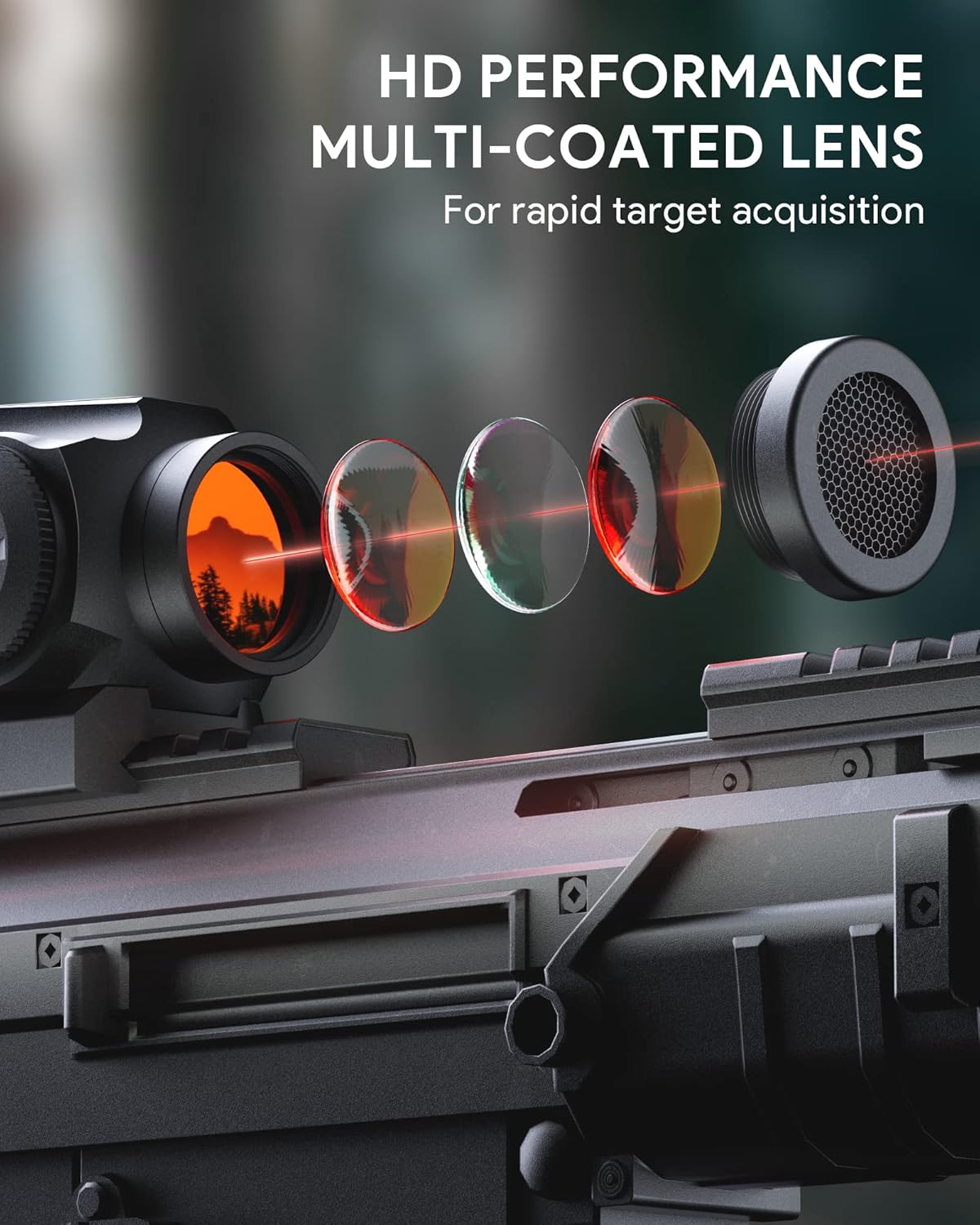 Red Dot Sight, 1x21mm 2 MOA Red Dot Scope with Absolute Co-Witness Riser A3236