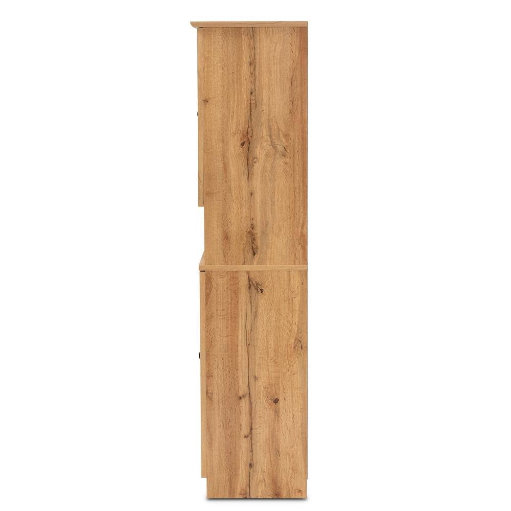 Oak Brown Finished Wood Buffet and Hutch Kitchen Cabinet H426