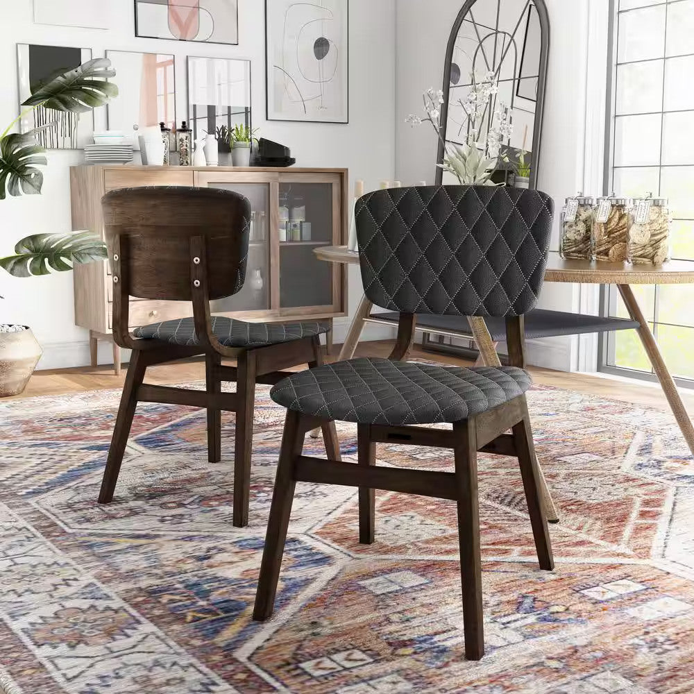 Set of 2 Solid Wood Side Chairs with Fabric Seat J932