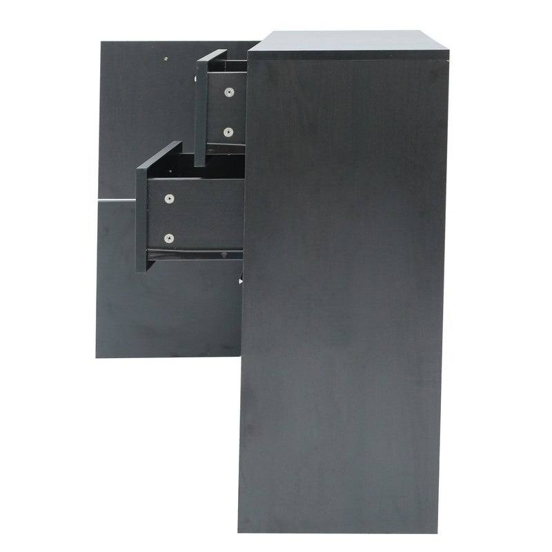 Black Wood Finish Storage Cabinet with 2 Drawers and 3 Side Cabinet E642343