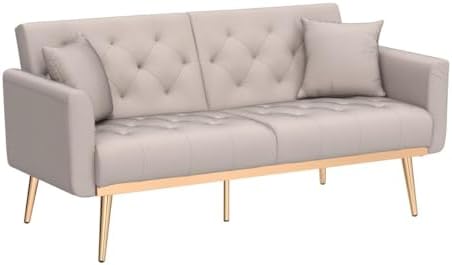 White Teddy Upholstered Futon Sofa Bed with 3 Adjustable Positions H4778