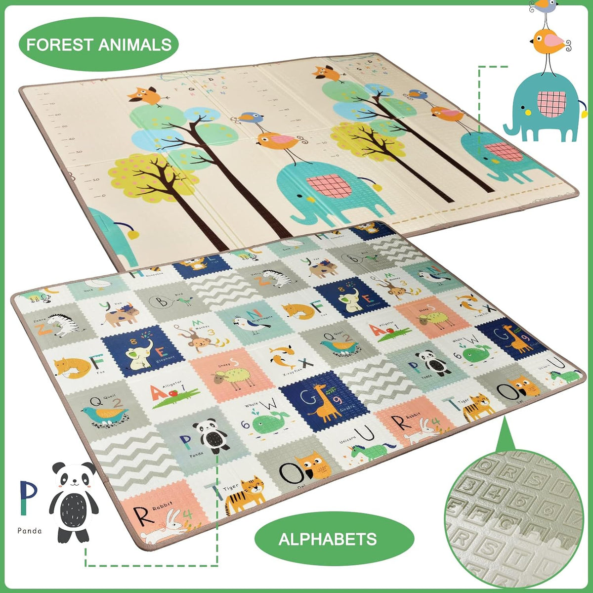 Reversible Extra Large Thick Foam Play Mat with Travel Case, 78x59 D912565