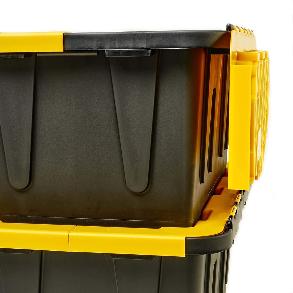15 Gallon Plastic Storage Container, Black and Yellow, Pack of 6 Q602