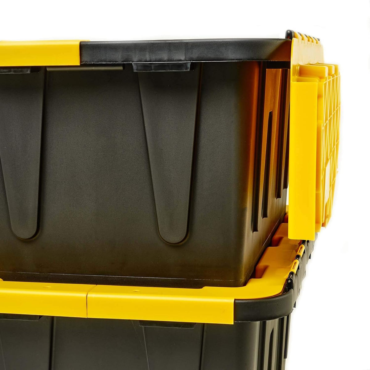 15 Gallon Plastic Storage Container, Black and Yellow, Pack of 6 Q602