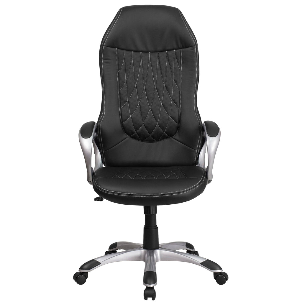 Black Vinyl Executive Swivel Chair with Arms B62321