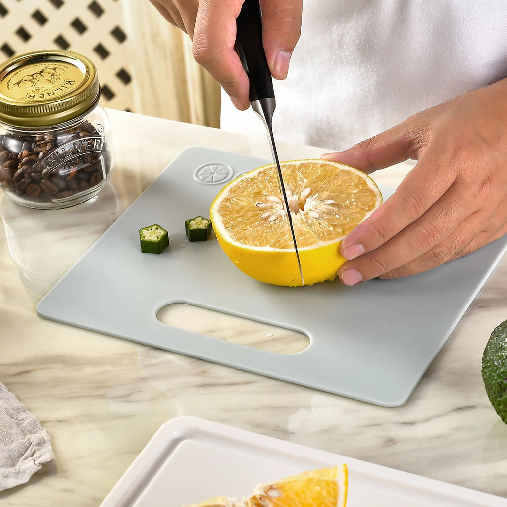 Chalk White Plastic Cutting Board Set with Defrosting Tray A8446