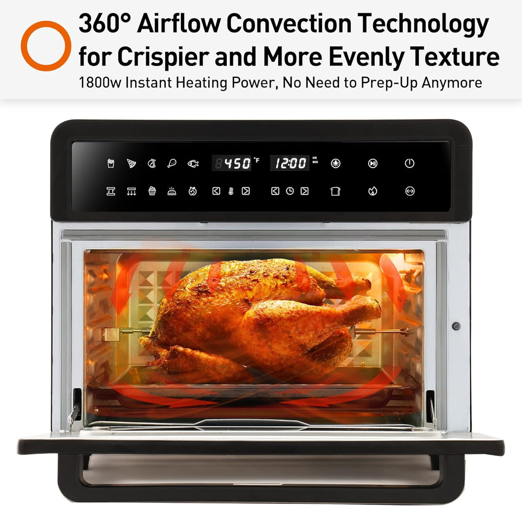 Black 28Qt Convection Air Fryer Toaster Oven E707