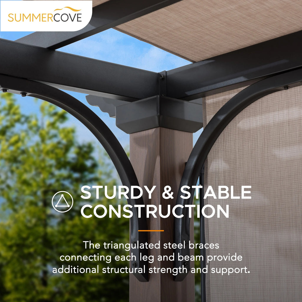 11 x 11 ft. Metal Pergola with Tan Adjustable Canopy A641131