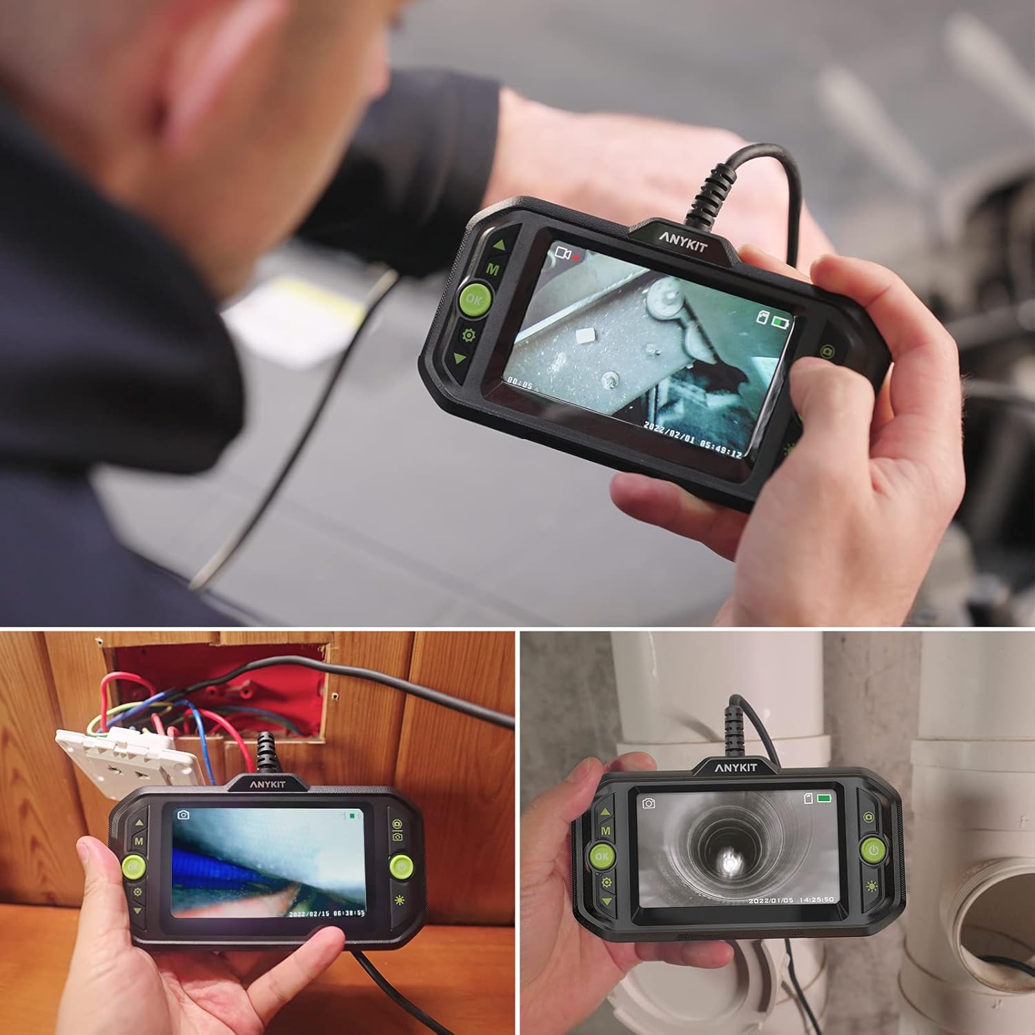 1080P HD Borescope Inspection Camera with 6 LED Lights V7161