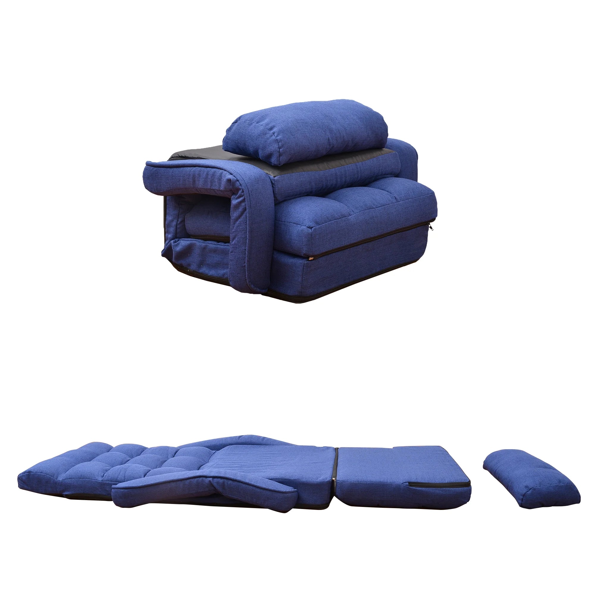 Blue Folding Gaming Sofa Recliner Chair with Pillow G1642