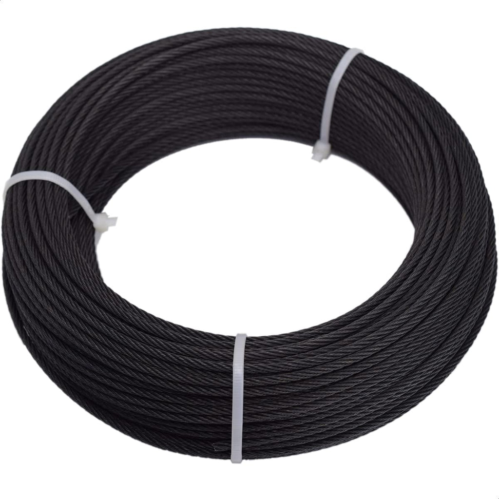 150ft Black T316 Stainless Steel Wire Rope Cable, 7 x 7 Strands W957