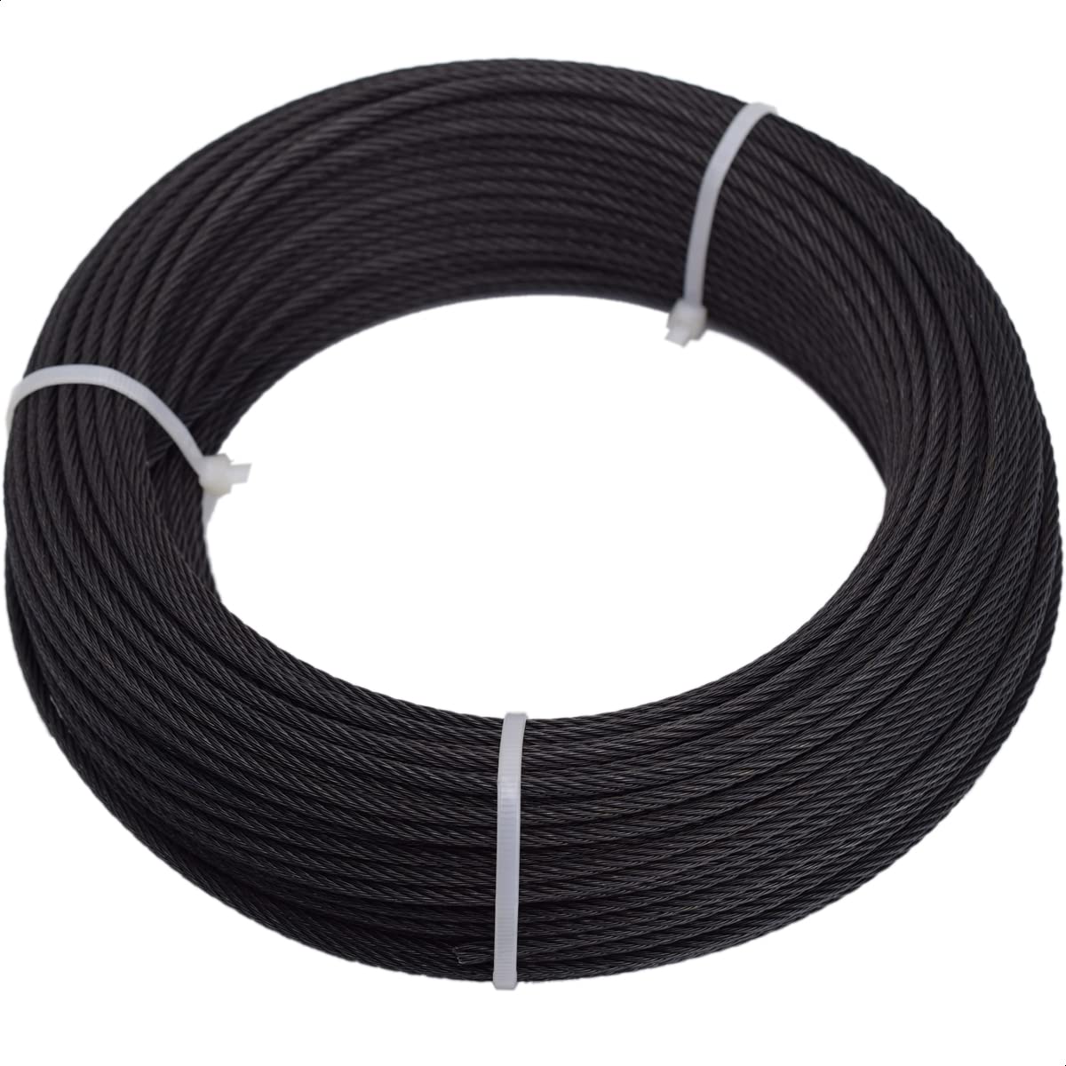 150ft Black T316 Stainless Steel Wire Rope Cable, 7 x 7 Strands W957