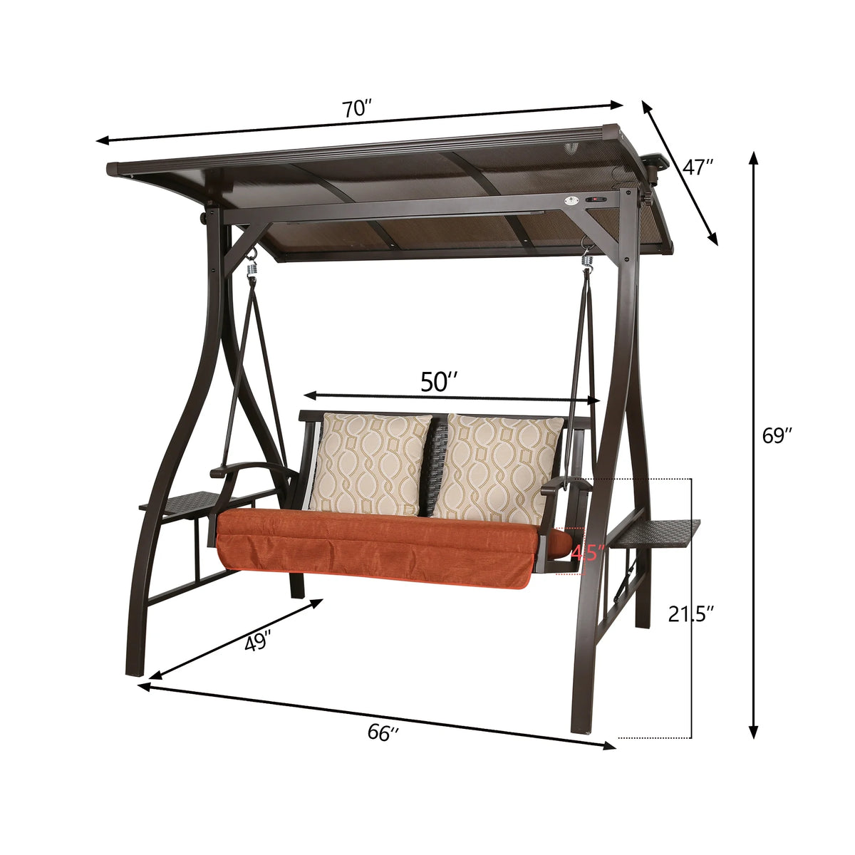 2-Person Outdoor Hardtop Canopy Porch Swing with Stand I1842