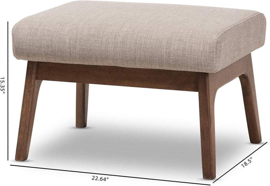 Light Grey Walnut Brown Fabric Polyester Ottoman Pack of 2 F39447