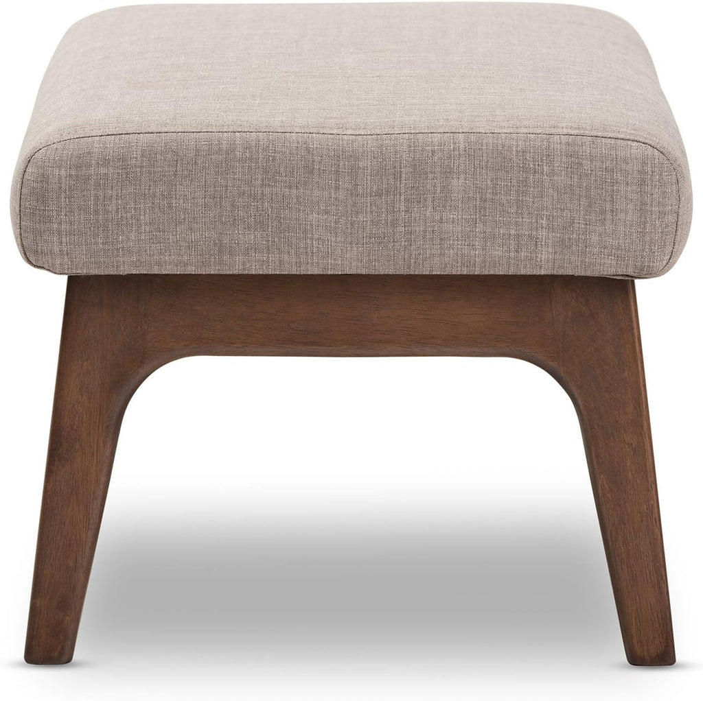 Light Grey Walnut Brown Fabric Polyester Ottoman Pack of 2 F39447