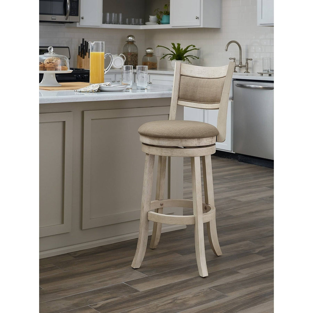 Antique Grey Swivel Stool with Solid Back P663253