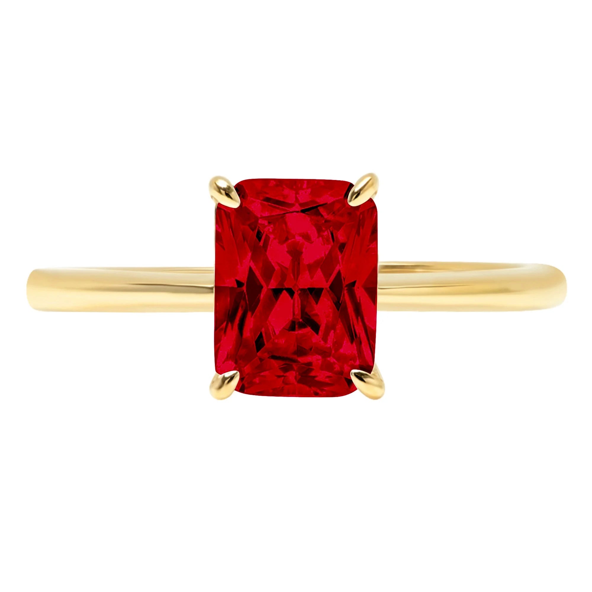 1.75 ct Radiant Cut Clear Simulated Diamond 18K Yellow Gold Solitaire Ring SZ 6.75 E732