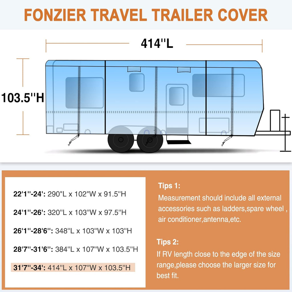 Heavy Duty 5 Layers RV Cover for 26'1 - 28' Motorhome with Gutter Spout Covers I88850