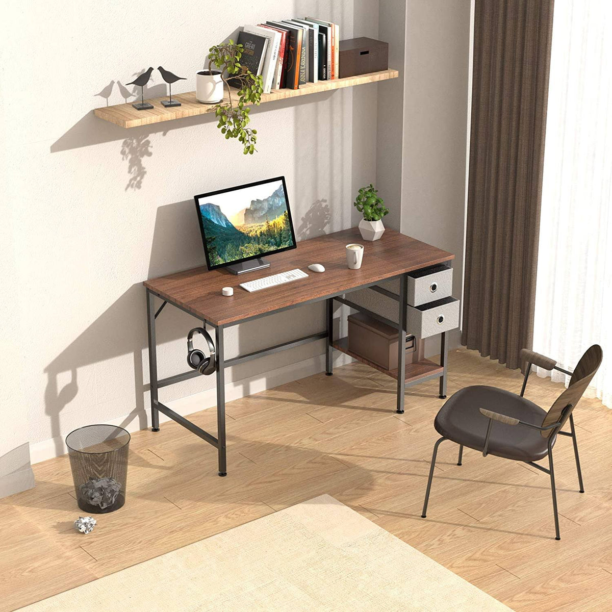 47x22 Desk with Drawers and Storage Shelves Y6400