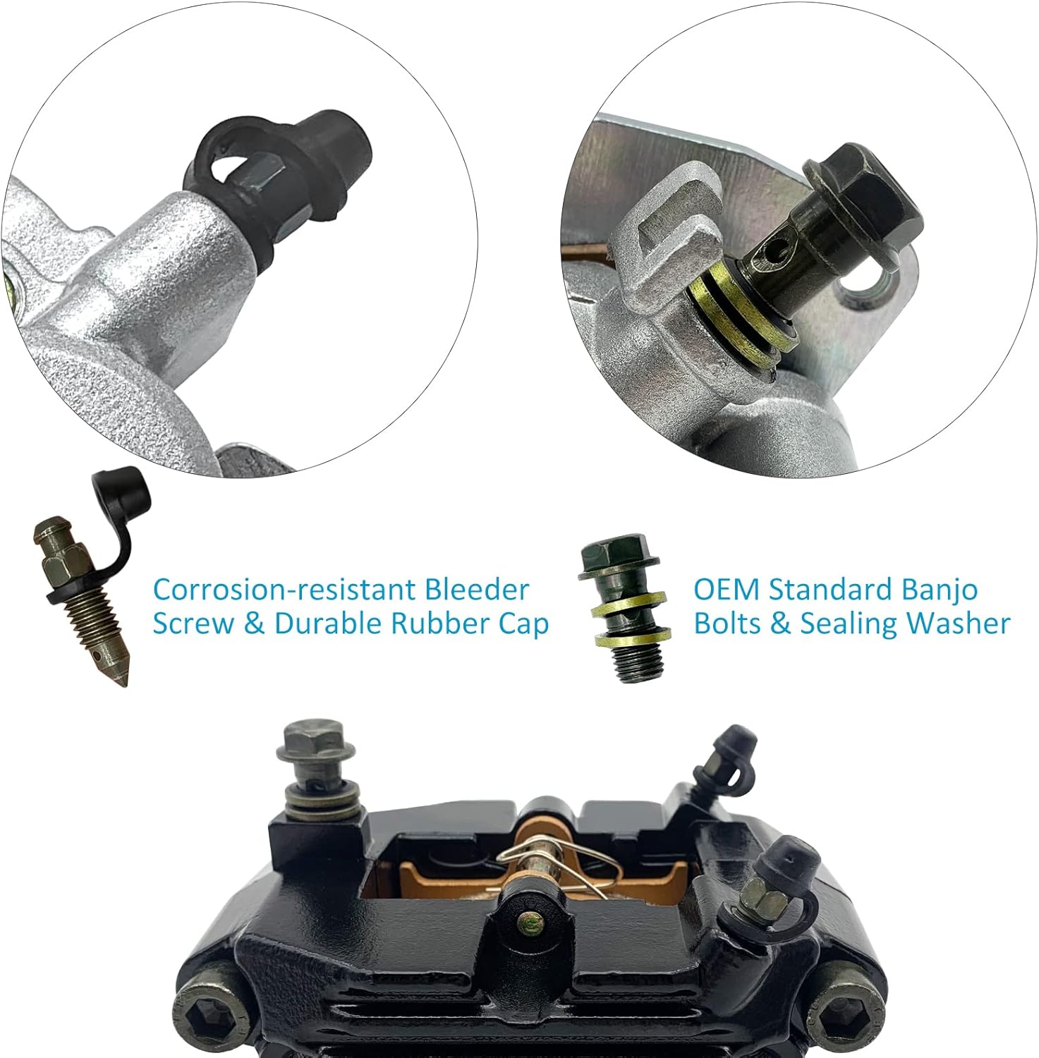 Front Left Right & Rear Brake Calipers for Yamaha Grizzly 660 YFM660 F 2002-2008 E9640