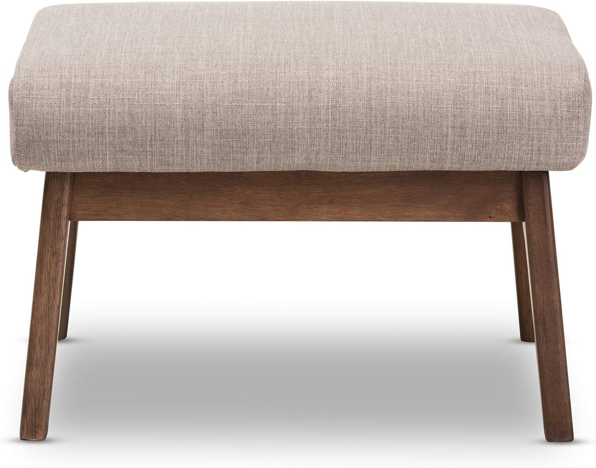 Light Grey Walnut Brown Fabric Polyester Ottoman Pack of 2 F39447