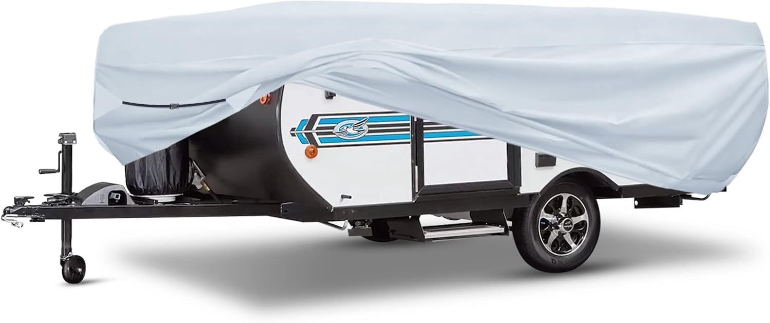 Reinforced 500D Waterproof Pop Up Camper Cover, 87" W 42" H, Silver N54092