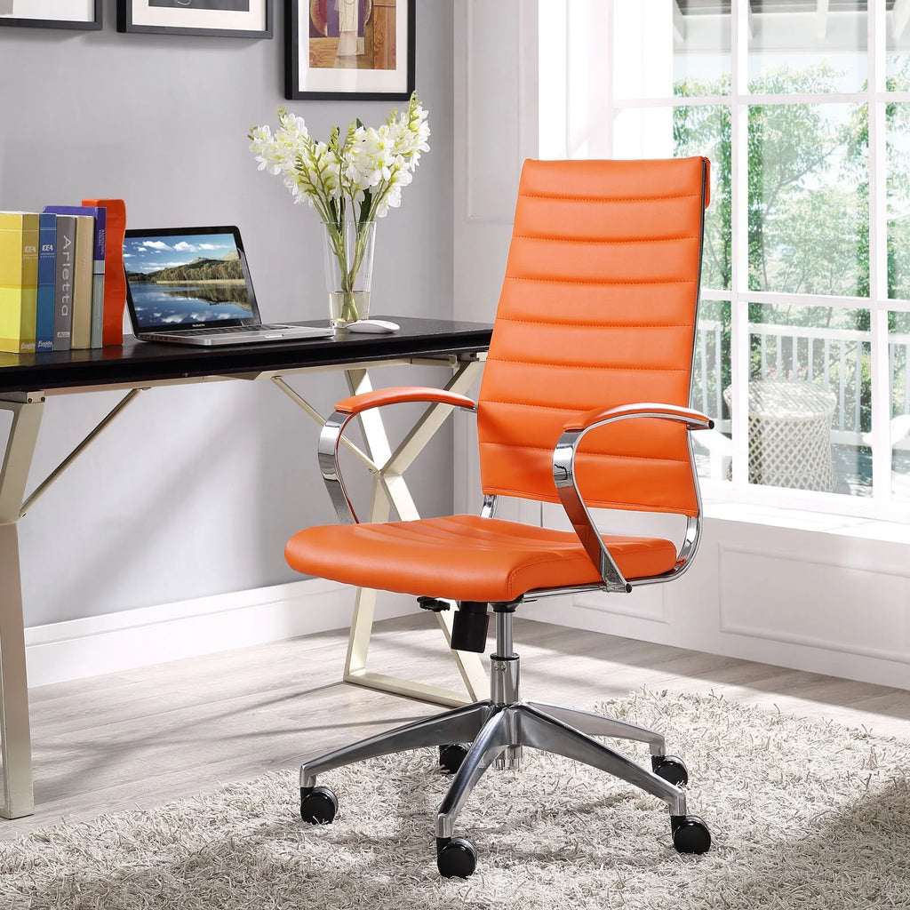 Orange Faux Leather Highback Office Chair O86813