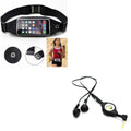 Black Sports Running Waist Bag Belt Case with Retractable Headset Hands-free with Mic O4850