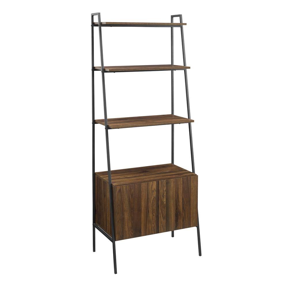 Dark Walnut Wood Ladder Bookcase U6248
