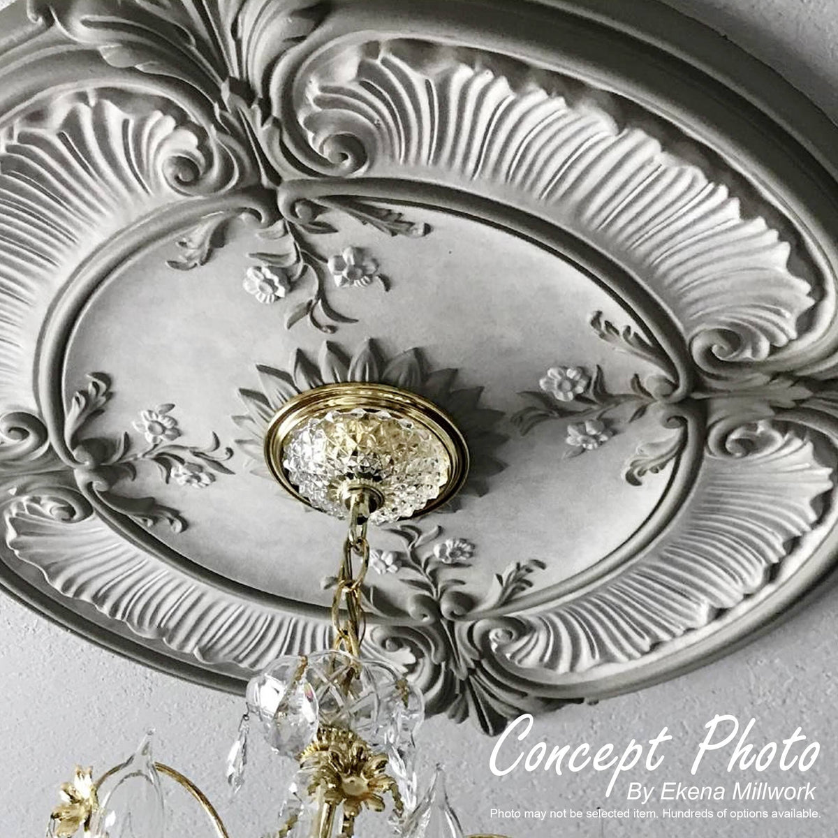 22x22OD x 6 1/4x22ID x 1 3/4x22P Hand-Painted Ultra Pure White Ceiling Medallion J772