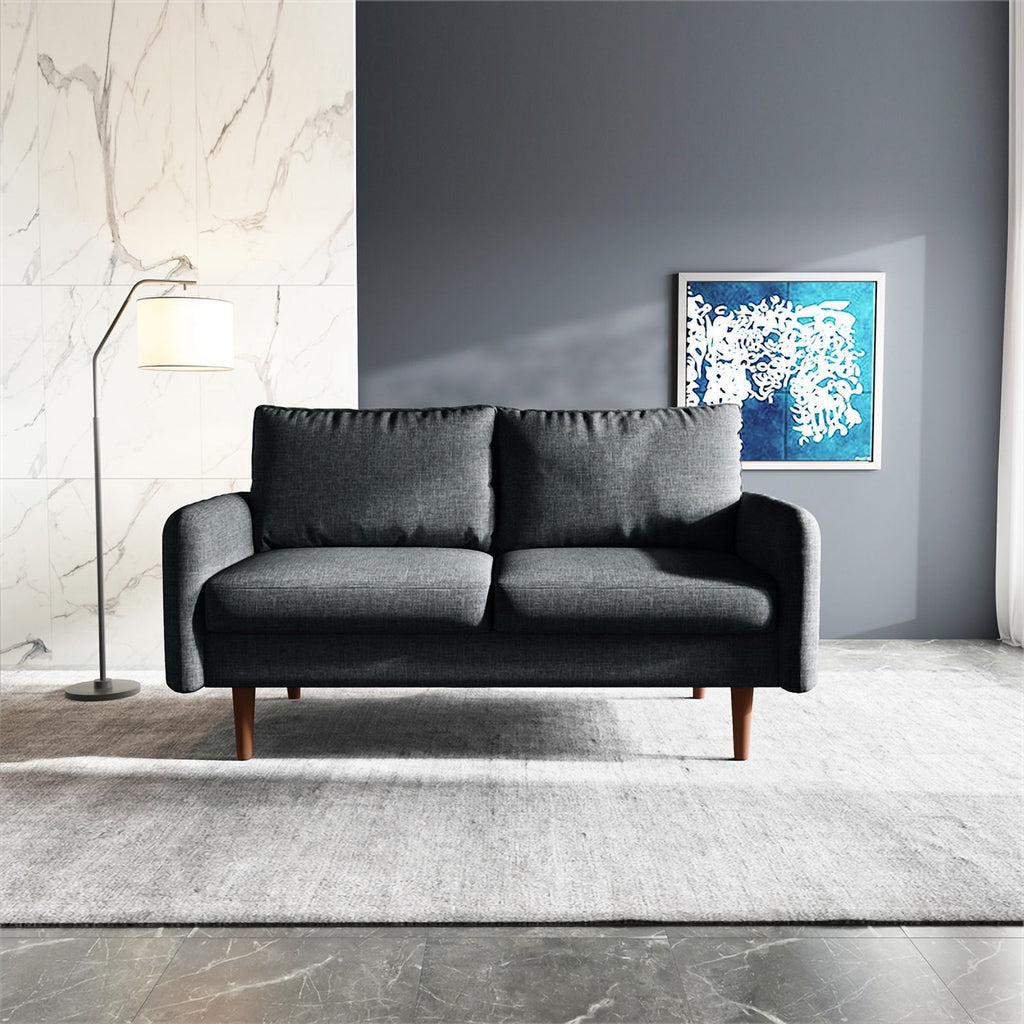 Black Fabric Standard Loveseat W8773