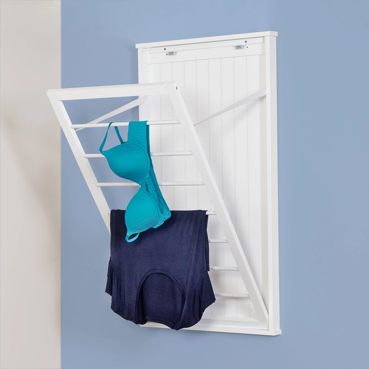 White Large Over-the-Door Wall Mount Clothes Drying Rack Y176