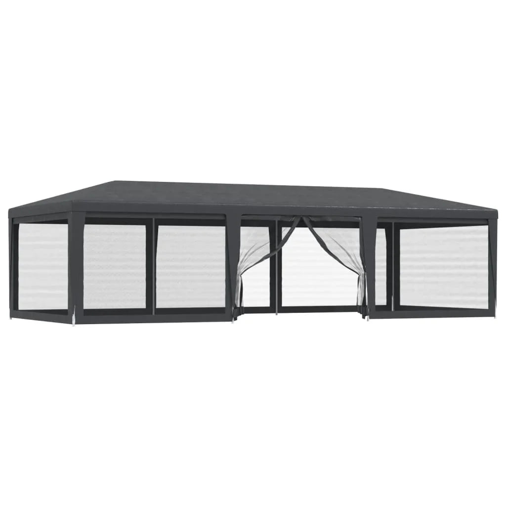 Party Tent with 8 Mesh Sidewalls Anthracite 29.5'x13.1' HDPE C280970